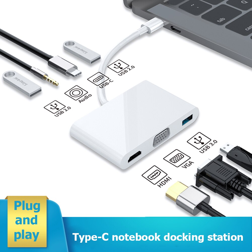 7 en 1 USB 3.1 adaptateur de moyeu type-c vers HDMI USB2.0 USB3.0 PD convertisseur de Charge rapide accessoires pour ordinateur portable HUB de USB-C