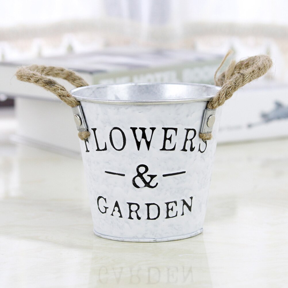 1Pc Emmer Duurzaam Praktische Decoratieve Ijzeren Bloempot Desktop Ornament Gieter Bloem Emmer Voor Tuin Koffie Thuis