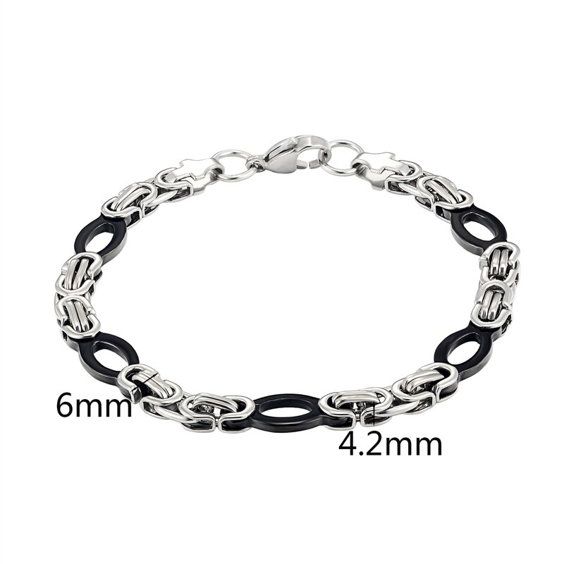 Klassieke titanium stalen zwarte ovale byzantijnse armband voor heren punk sieraden heren armbanden bangles pulsera