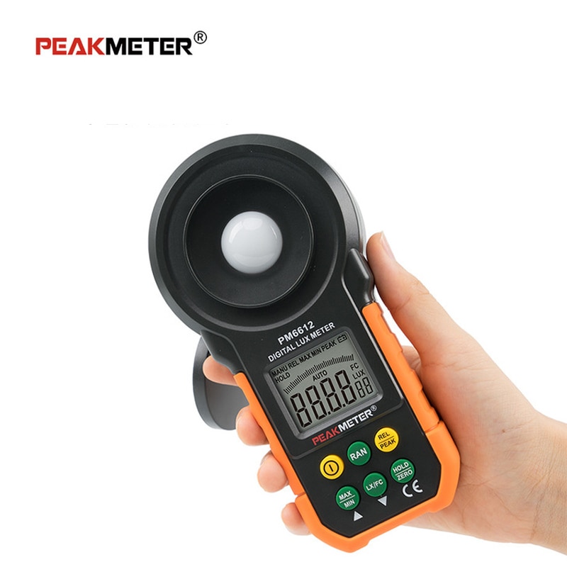 PEAKMETER MS6612 Digital Luxmeter 200,000 Lux Light Meter Test Spectra Auto Range Worldwide Light Illuminance Measuring tool