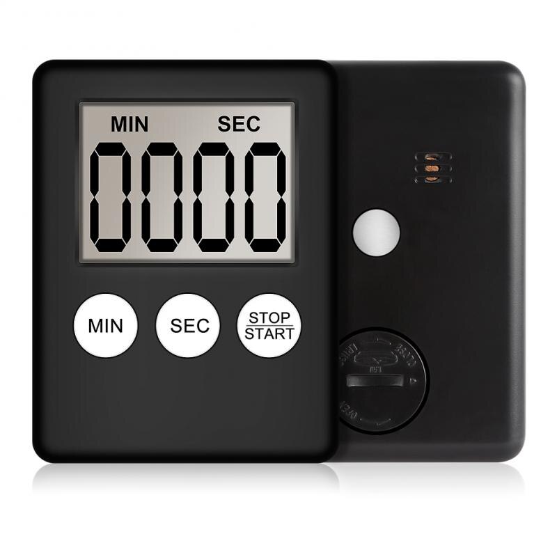 Digital Screen Kitchen Timer Large Display Digital Timer Square Cooking Count Up Countdown Alarm Clock Sleep Stopwatch Clock: Black