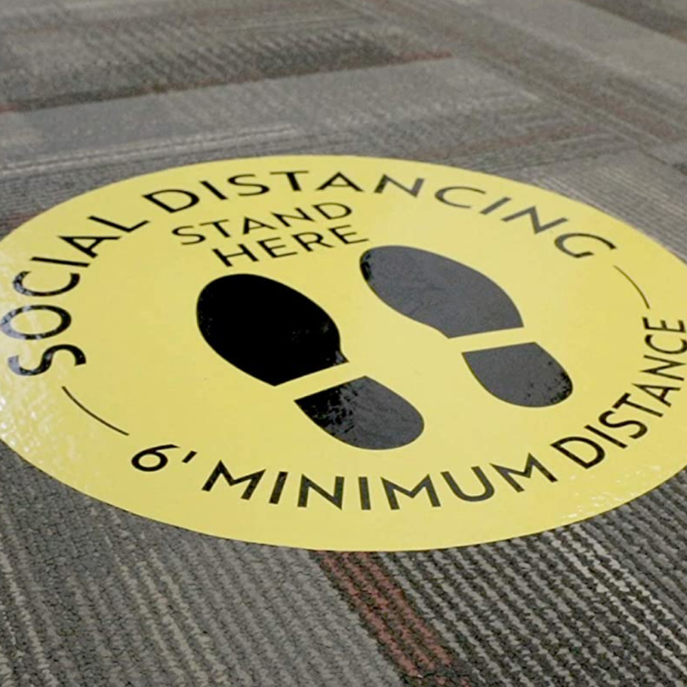 5x Safety Distancing Signs Floor Sticker Convenience Supermarket Elevator Warning Isolation Distance Marker Ground Decal
