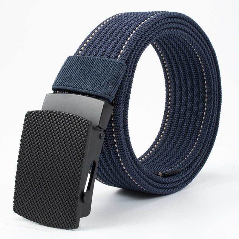 Jeugd Mannen Canvas Riem Nylon Automatische Gesp Mannen Riemen Outdoor Sport Casual Alle-Match Jeans Riemen mannen Tailleband: A Navy