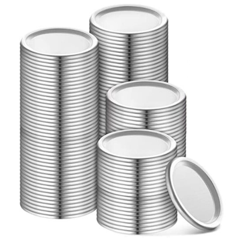 70Mm Inblikken Deksels Jar Split-Type Deksels Herbruikbare Lekvrije Opslag Solid Caps Metalen Inblikken Pot Deksels: silver