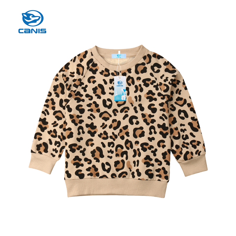 Canis toddler børn baby pige dreng bunny leopard print toppe sweatshirts frakke jakke 1-7y