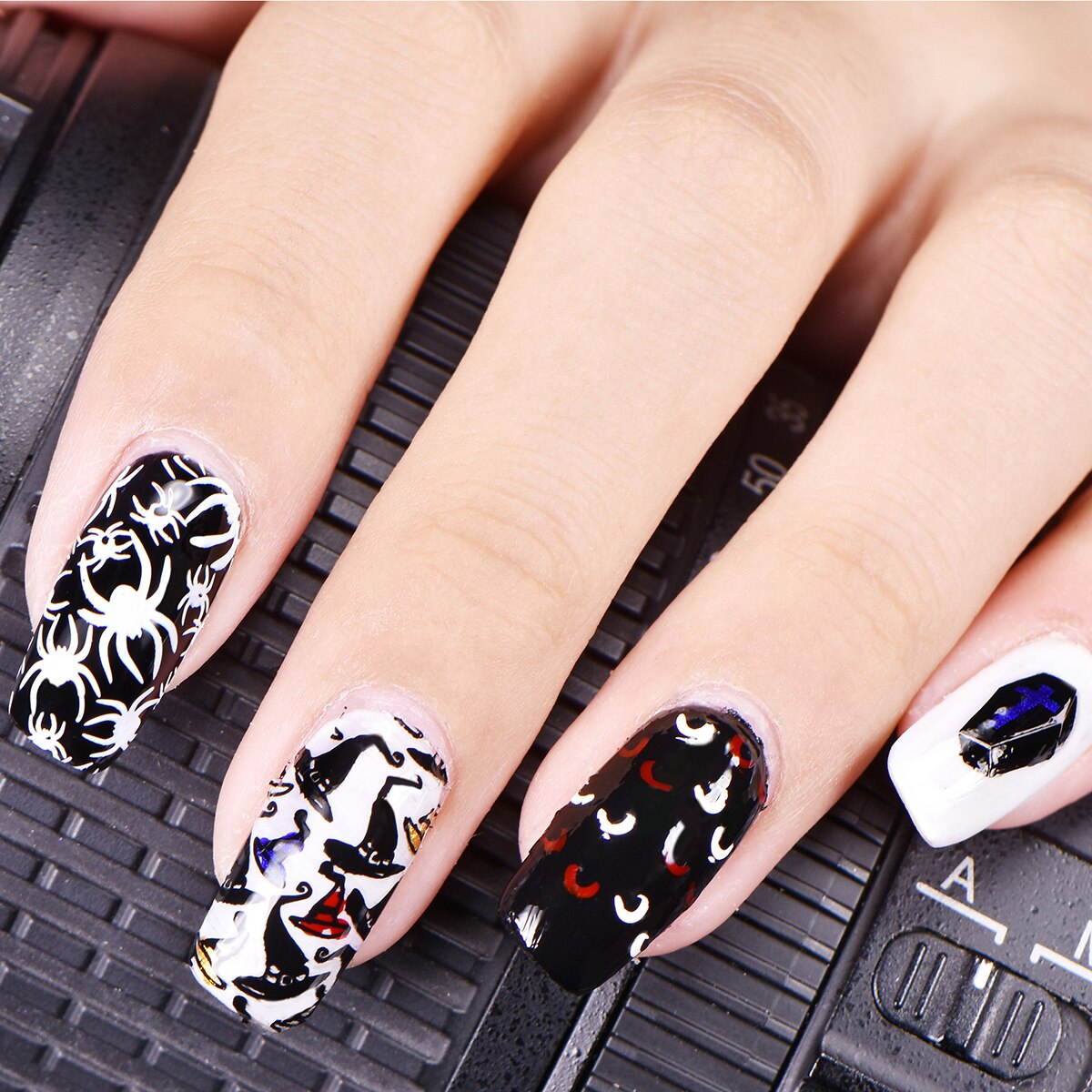 Beautybigbang negle stempling plader halloween edderkop kraniet græskar heks billede nail art skabelon stencil til negle bbb xl -027