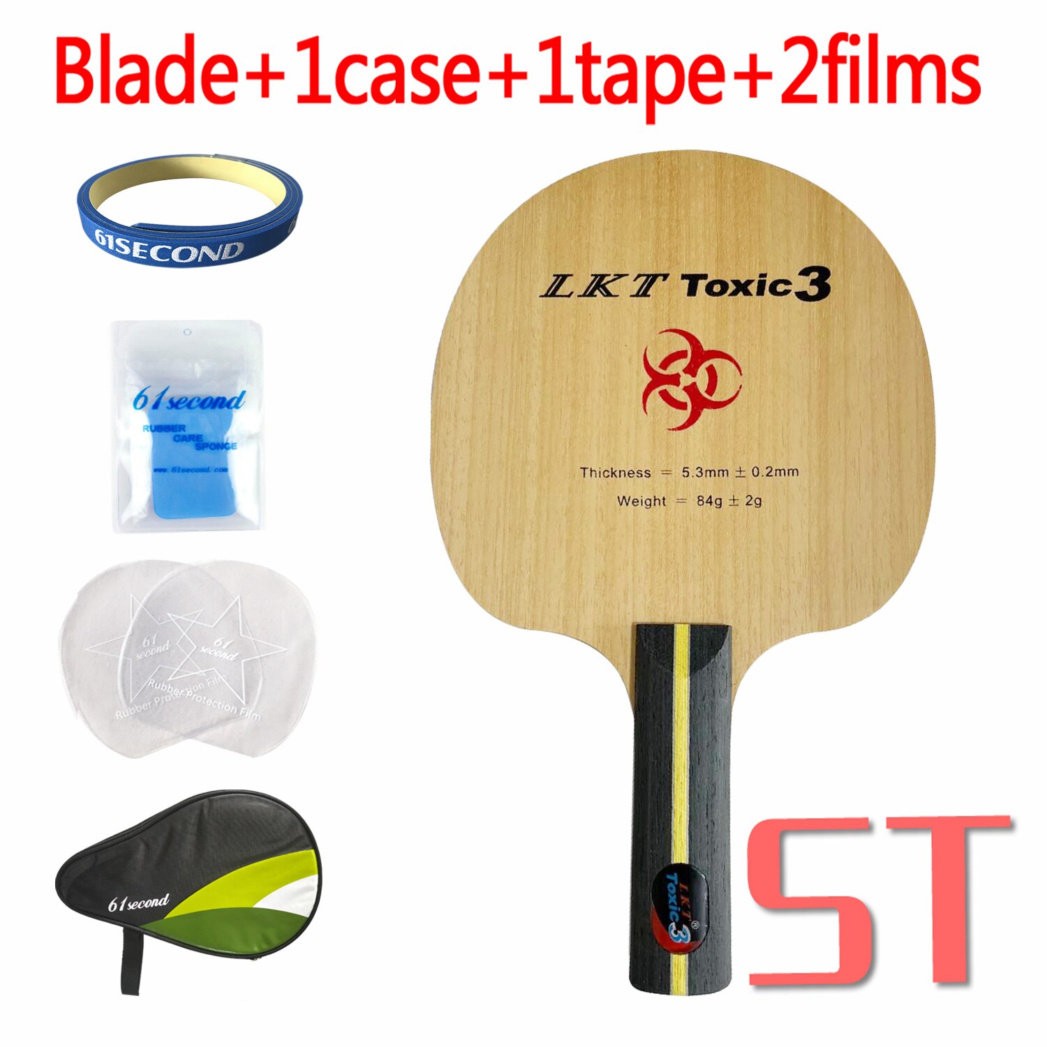 Original LKT Toxic3 Chop tipo mango recto de tenis de mesa de ping-pong paddle raqueta: ST with HM case
