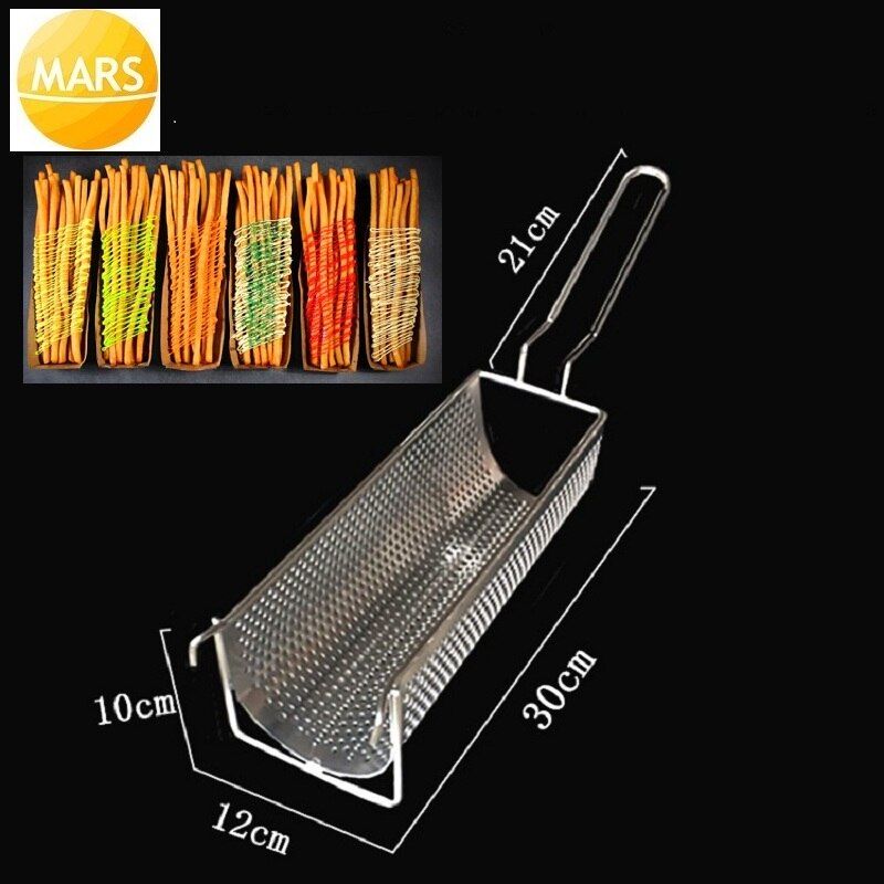 30cm Long French Fries Basket Frying Strainer Stainless Steel Potato Chips Fryer Kitchen Cooking Chef Basket Colander Tool