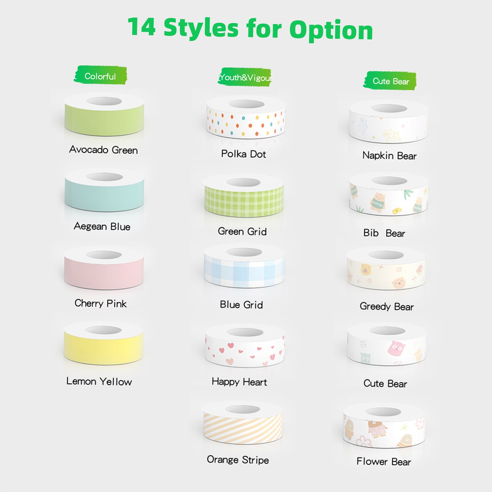 14 Options Label Paper Cute Pattern Sticky Tape Paper Name Price Barcode Sticker Waterproof for PeriPage L1 Mini Pocket BT Label