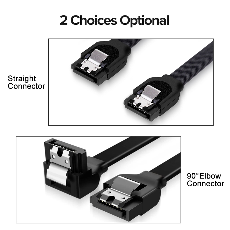 Adaptador de Cable SATA 3,0 a disco duro SSD HDD Sata 3, Cable recto de ángulo recto, Cable plano de PVC muy resistente