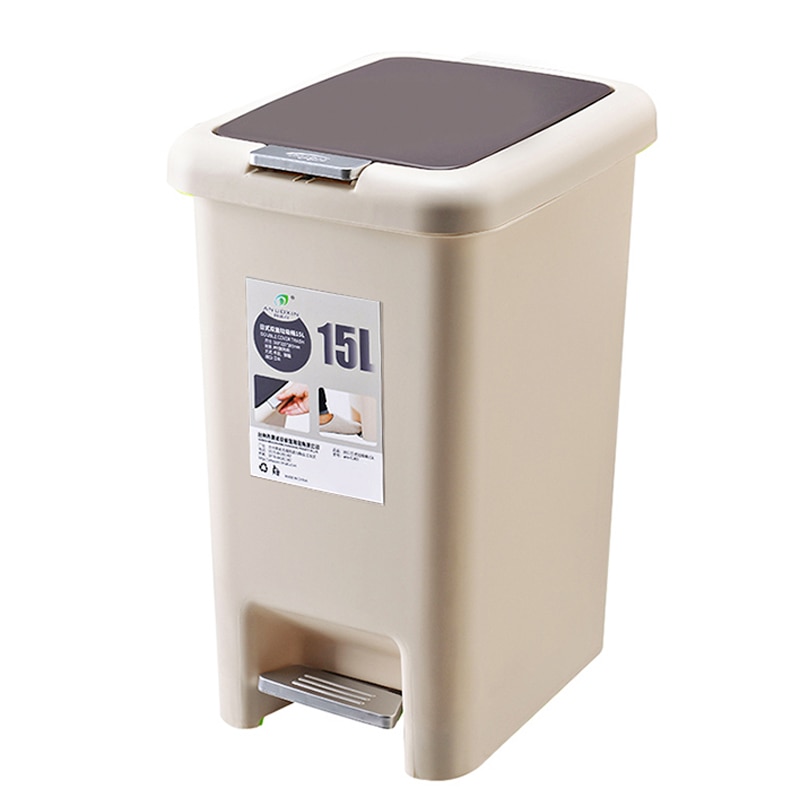 Fotpedal husholdnings søppelbøtte 10l/15l butikk størrelser kvadrat søppel plast trykk type oppbevaring bøtte søppel kjøkken arrangør