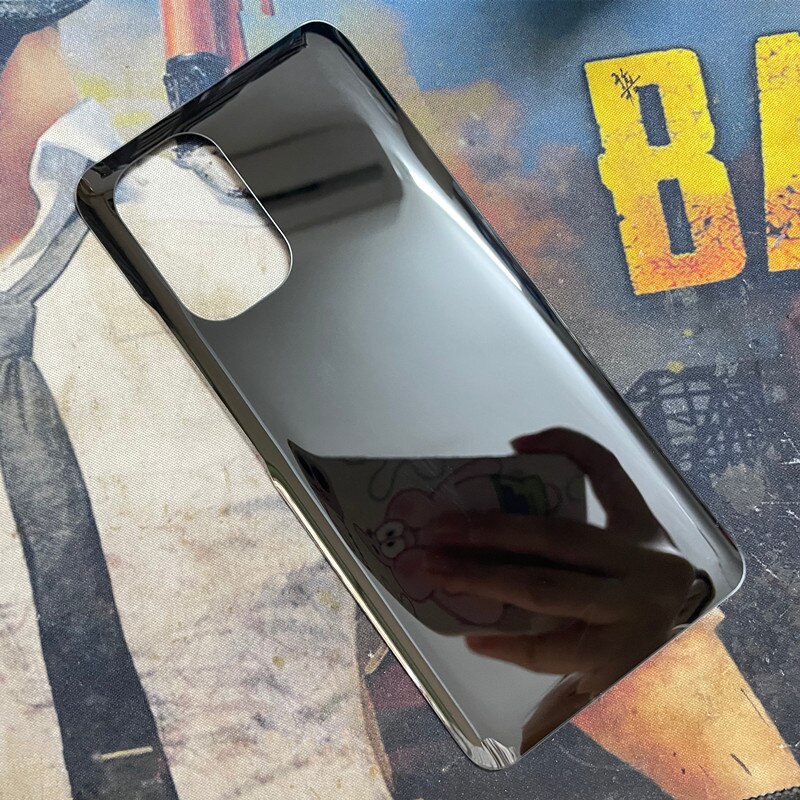 Zonder Logo Voor Xiaomi Poco F3 Batterij Cover Terug Glas Achterpaneel Behuizing Deur Case Met Camera Glas Lens Vervanging + Sticker: Black No Lens