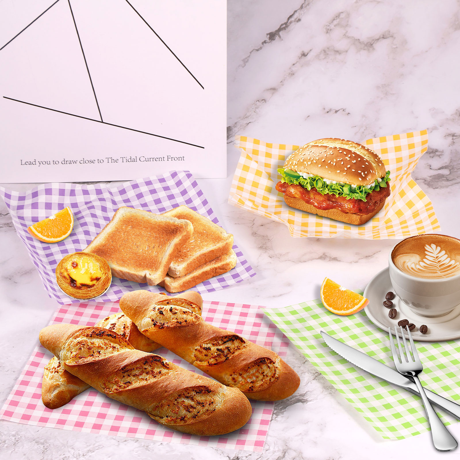 400 Stuks Vetvrij Papier Liners Sandwich Inpakpapier 4 Kleuren Wax Vellen Voor Bbq Picknick Festival Party Fast Food