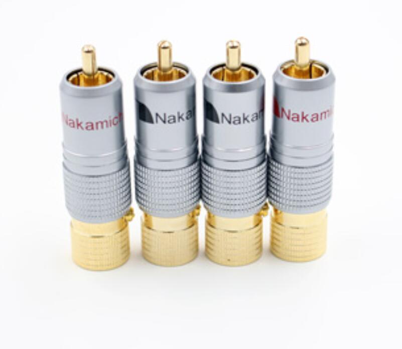 Hifi 8pcs Nakamichi 10mm Gold Plated RCA Plug Locking Non Solder Plug RCA Coaxial Connector Socket Adapter factory