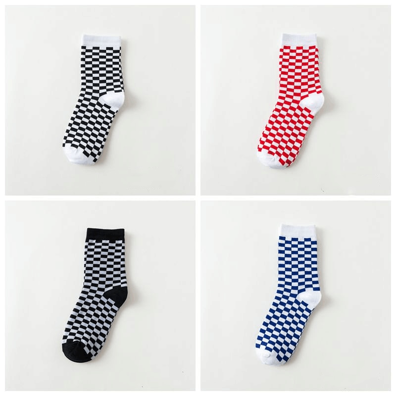 Harajuku stil spaß schachbrett schwarz & weiß kariert aufbringen socken Straße Stil Hüfte hüpfen Skateboard unisex socken