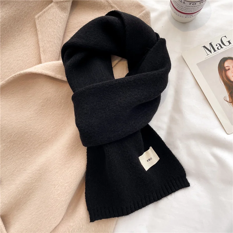 Bufandas coreanas de Cachemira para mujer, chales Pashmina suaves y cálidos para invierno, bufanda larga tejida de Color puro para mujer: Caqui