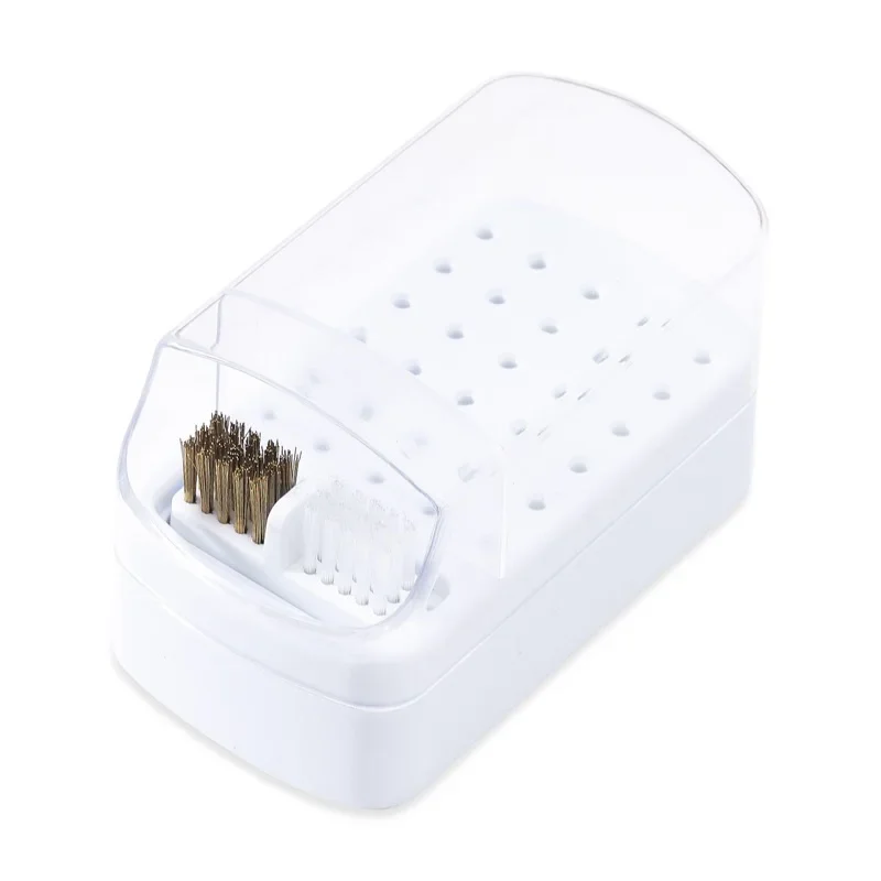 Soporte para brocas de uñas, estuche organizador de 30 agujeros con cepillo de limpieza, soporte para cabezal de molienda de salón, soporte organizador de manicura: Negro