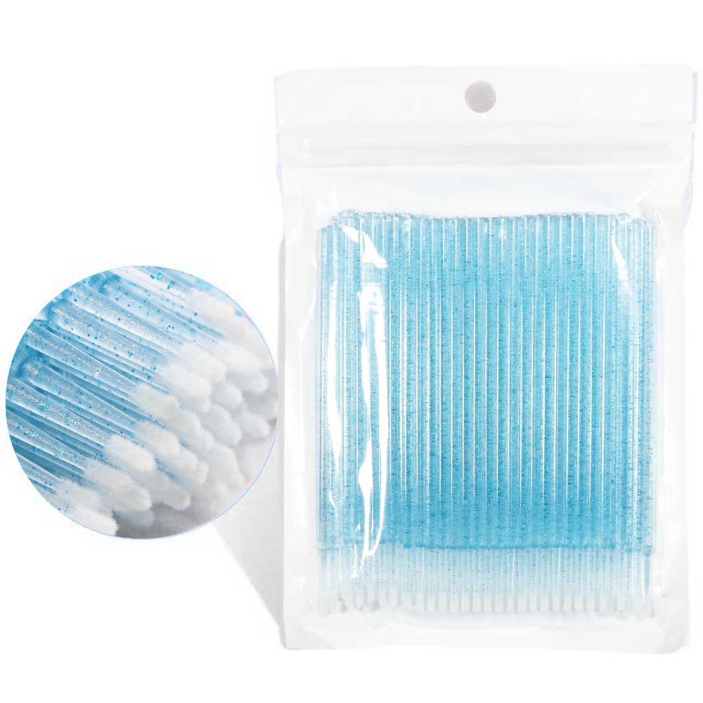 Disposable MicroBrush Eyelashes Extension Individual Lash Removing Swab Micro Brush For Eyelash Extension Tools: Blue 50pcs