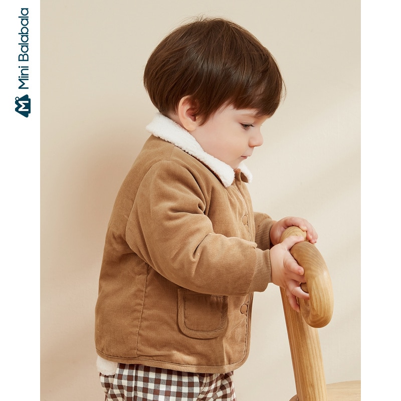 Minibalabala Baby Lam Haar Warme Jas Jongens Baby Revers Overhemd Winter Kinderkleding