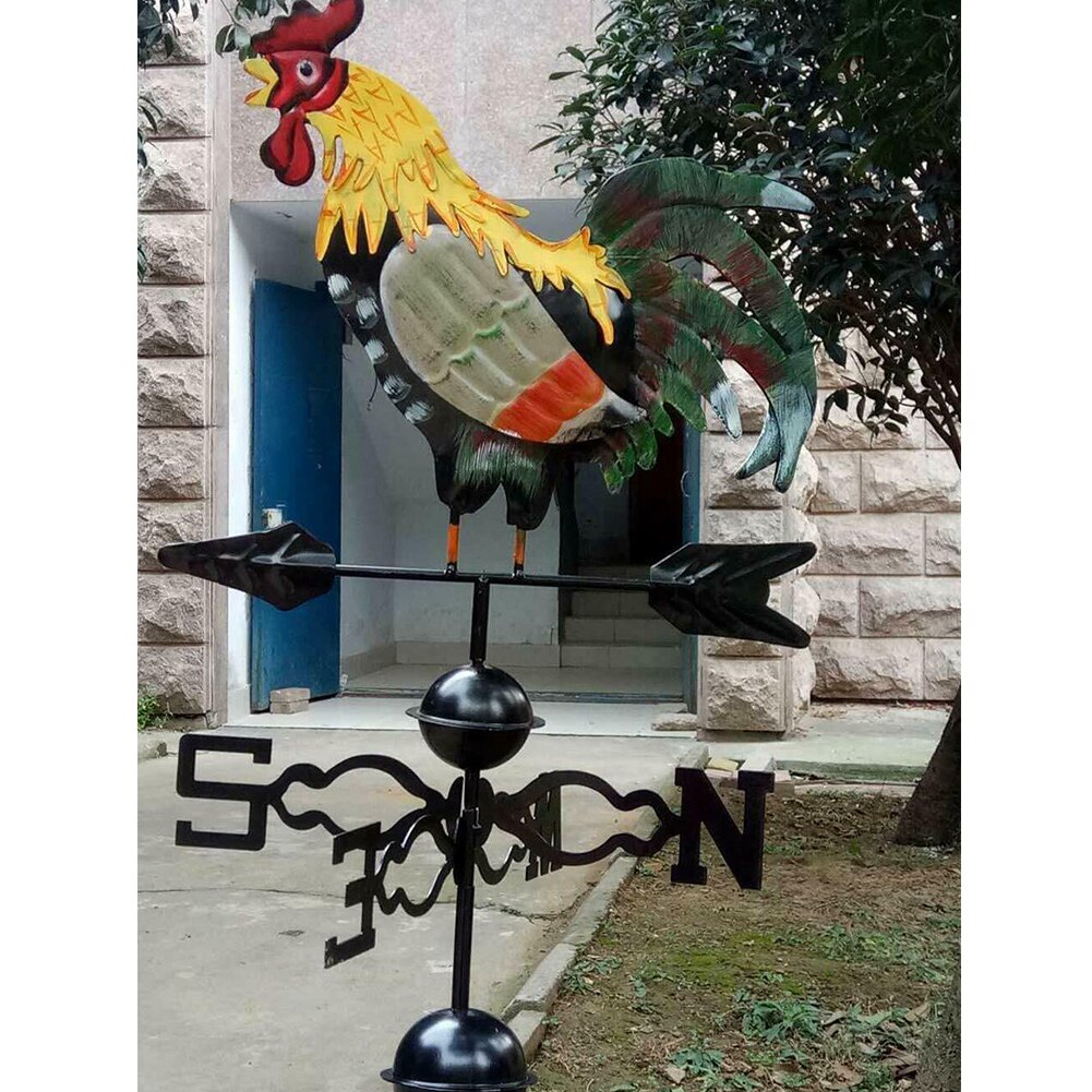 Iron Structure Spinner Rooster Yard Retro Wind Direction Easy Use Colorful Weather Vane Craft Durable Garden