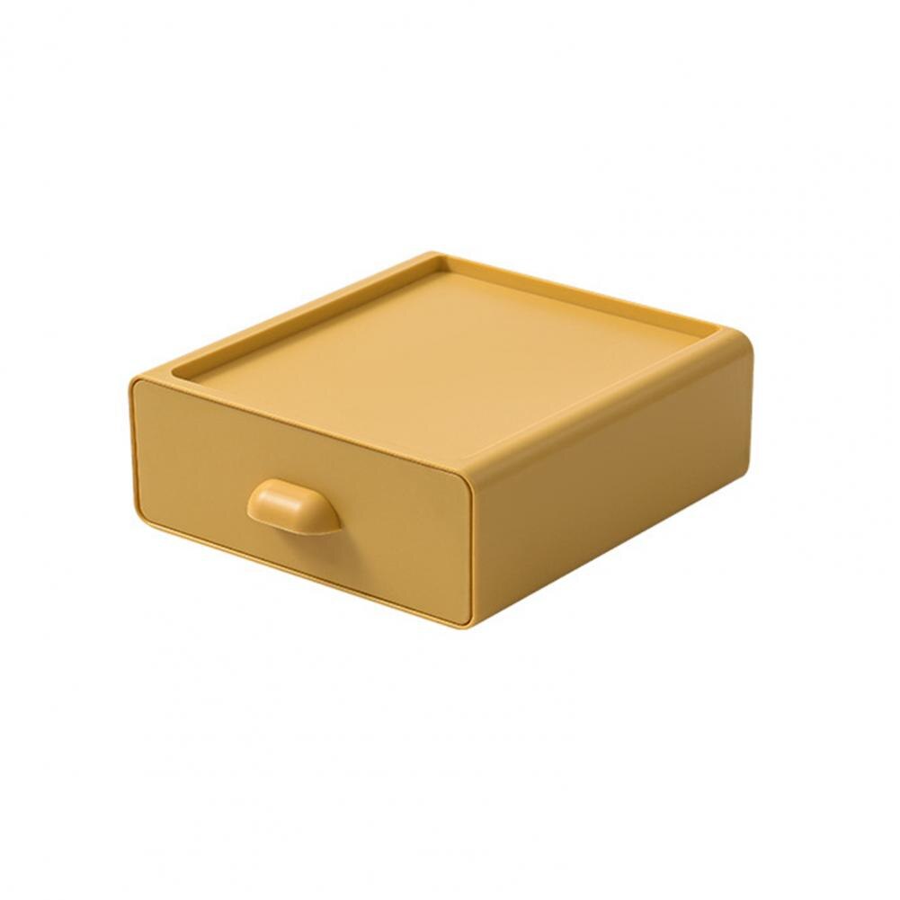 Organizer Drawer Collapsible Large Capacity ABS Stackable Desktop Storage Box for Bathroom: Yellow