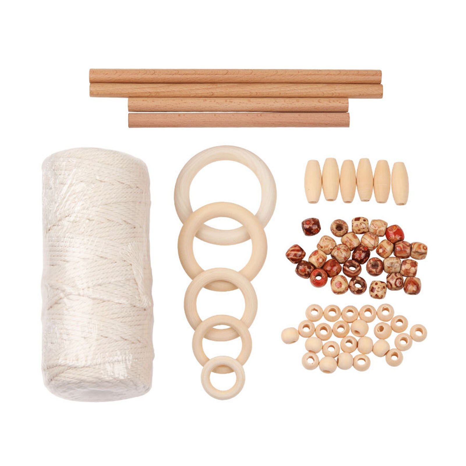 Macrame Cord Kit Natural Cotton Rope With Wood Ring For DIY Weave Tapestry Macrame Supplies Wall Hanging Plant Hanger: B