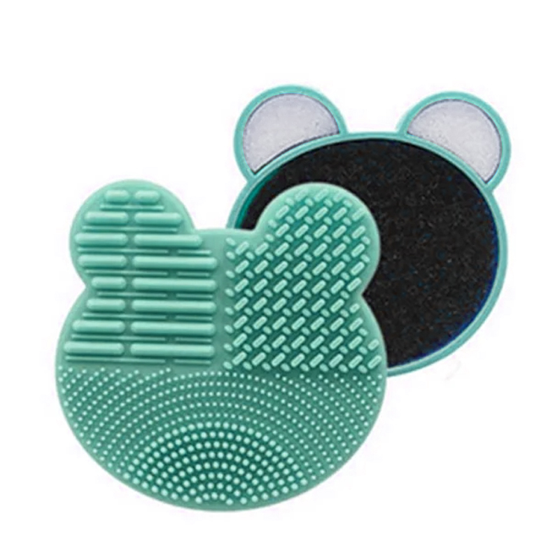 Limpiador de brochas de maquillaje de silicona, cuenco de limpieza de esponjas de polvo plegable, cepillos para sombra de ojos, estera suave de lavado, herramientas de belleza, caja de fregado: Oro