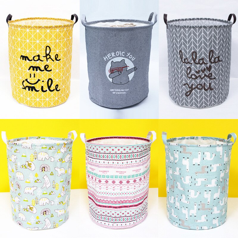 Waterproof Fabric Laundry Hamper Collapsible, Thickened Canvas Dirty Clothes Hampers for Bedroom, Kids Room Storage
