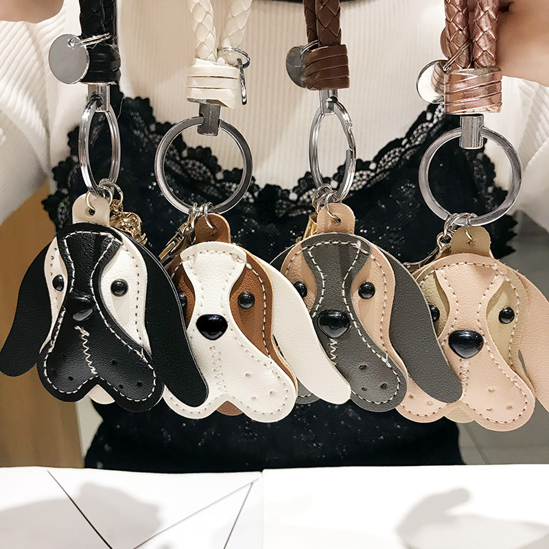 Fancy Leuke Hond Dier Sleutelhanger PU Lederen Trinket Gevlochten Touw Handgemaakte Sleutelhanger Auto Sleutelhanger Bag Hanger Charms Sleutelhanger