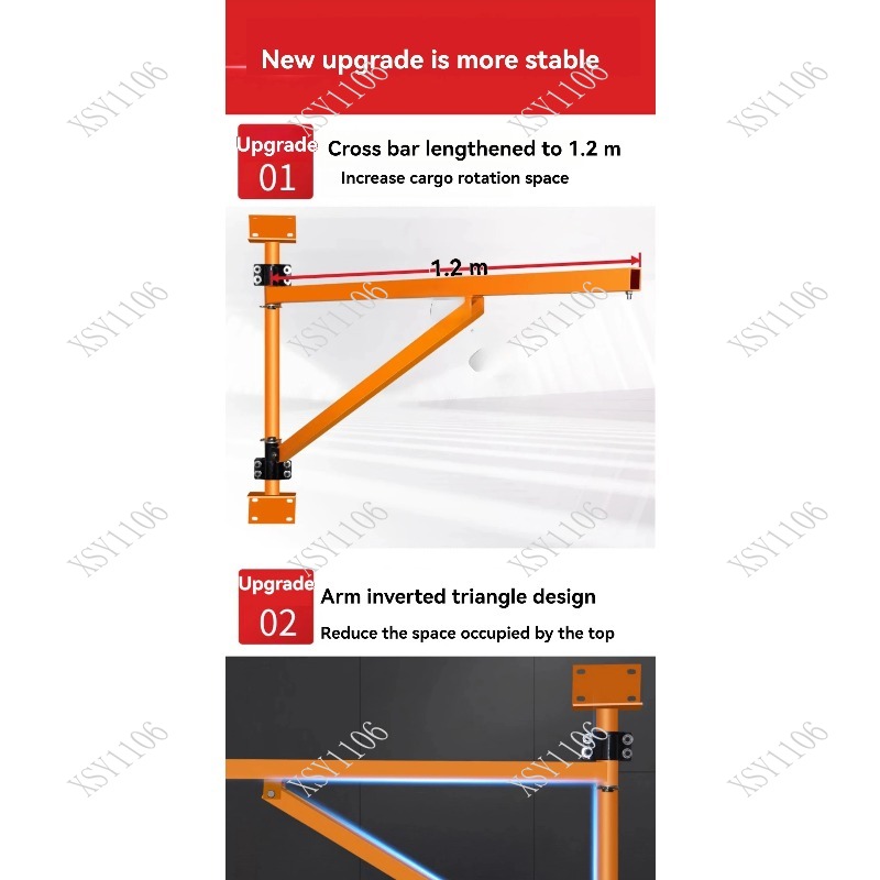 Electric Crane Hoist Portable Household Small Lifting Machine with Wall Fixing Bracket for Building Material Lifting