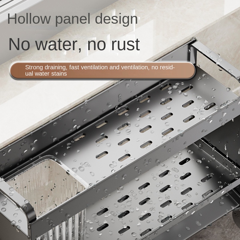 Kitchen sink storage rack without punching household multi-function drain rack sponge rag rack wall-mounted storage tool
