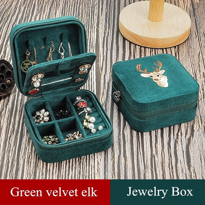 2022 Leather Portable Jewelry Box Double Simple Earrings Ring Jewelry Casket Can Hold 68 Earrings