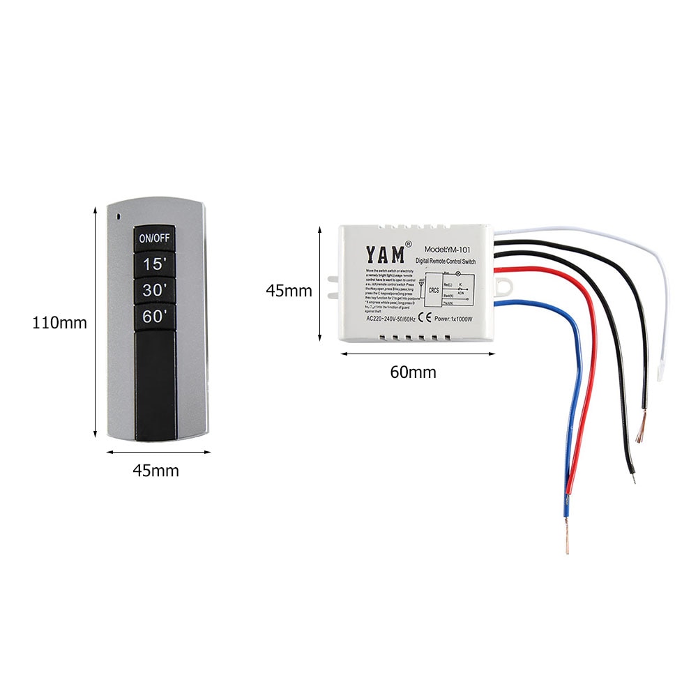 Wireless Lamp Remote Control Timer Switch Light Kitchen Bedroom Hospital 110V 220V Transmitter Receiver for UVC