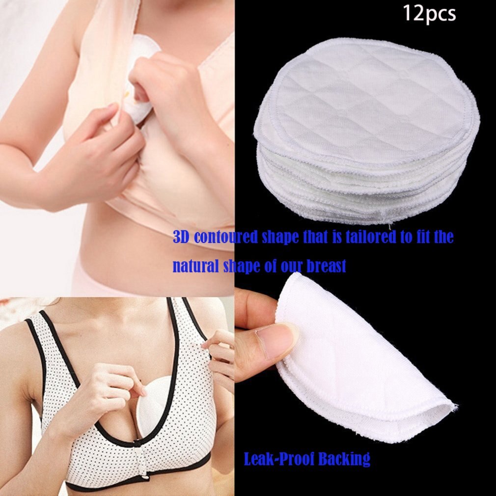 12 Pcs Herbruikbare Verpleging Borst Pads Biologische Vlakte Wasbare Zachte 3 Lagen Katoen Absorberende Feeding Baby Borstvoeding Accessoire
