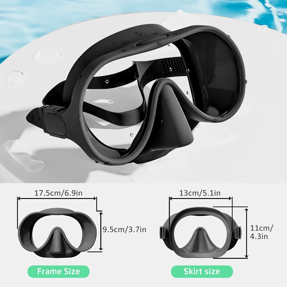 Máscara de buceo sin marco HD panorámica vista ultraancha vidrio templado snorkel gafas de natación adecuadas para adultos