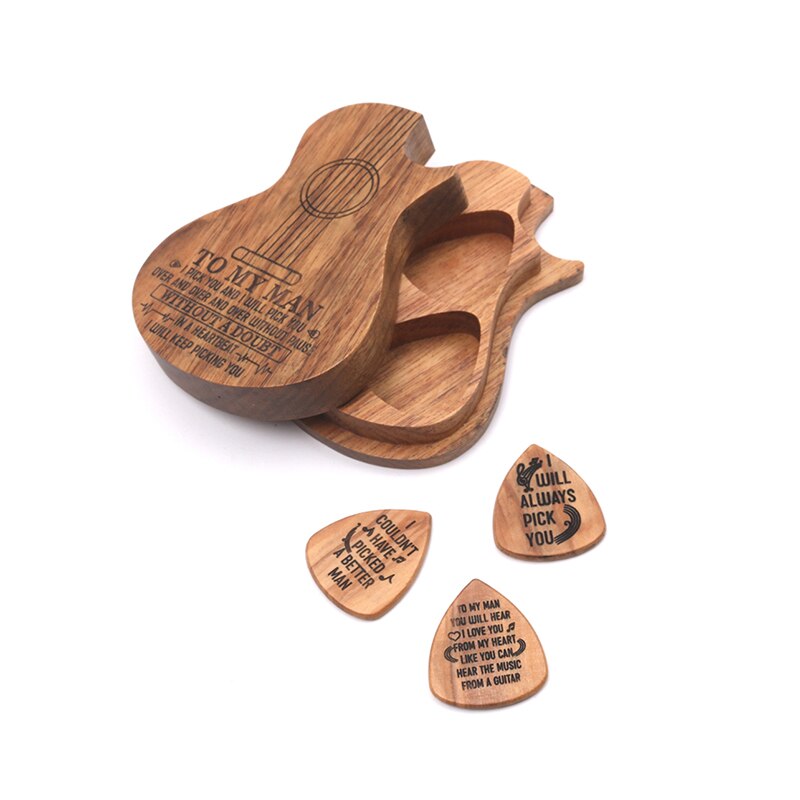 3 uds. Con caja de madera púa guitarra eléctrica acústica Retro plectro púa instrumento Musical accesorios de guitarra