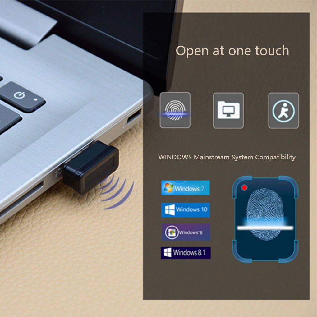 USB Fingerprint Lander Quick Identification File Encryption Laptop Computer Login Lock Black