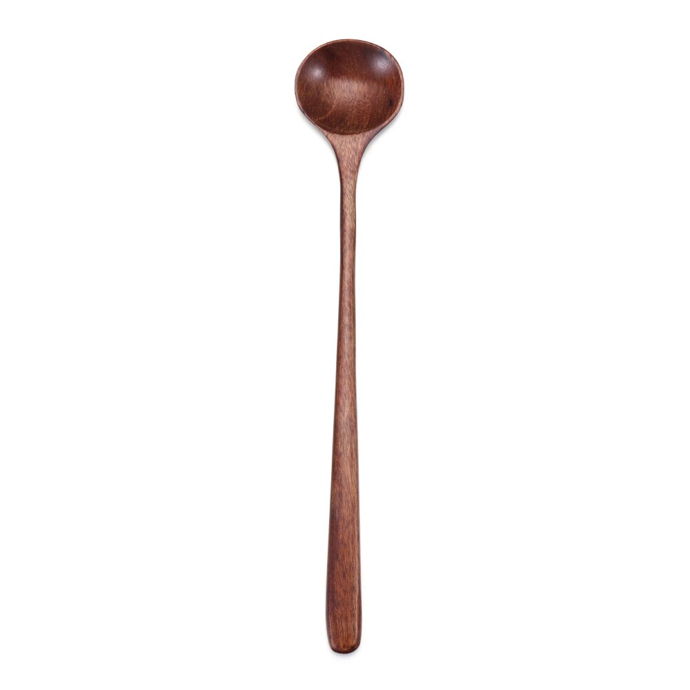 Japanse houten lepels lang 10.9 inch natuurlijk hout lange steel ronde lepels voor soep koken mengen roeren tafelgerei: Type 1