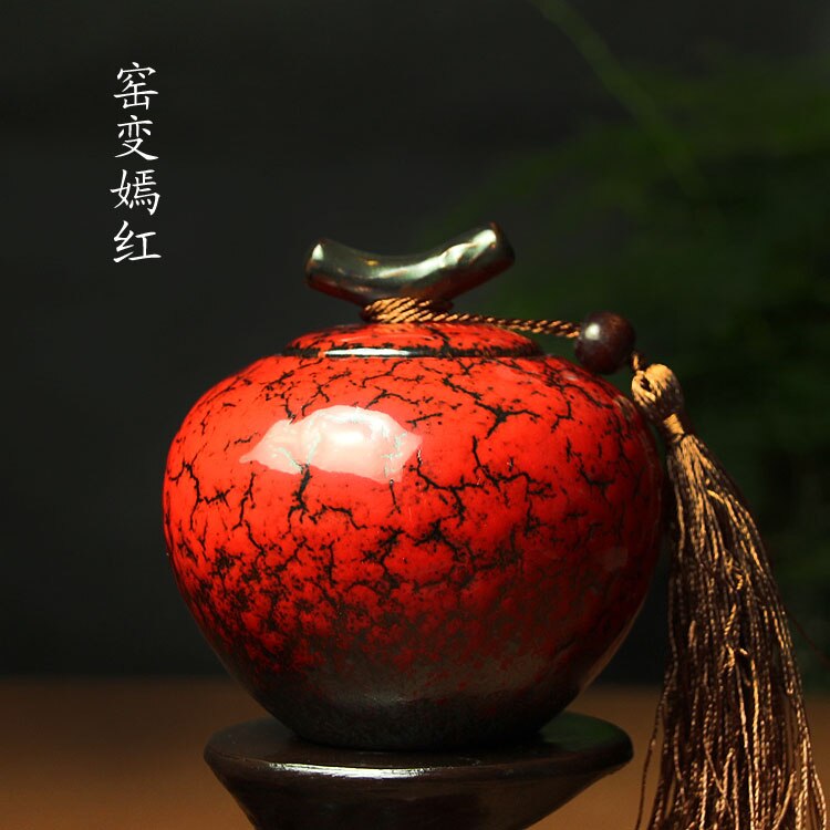 Ceramic tea pot, Jun kiln, sealed storage tank, exquisite Mini tea caddy, pottery tea jar, special food tank