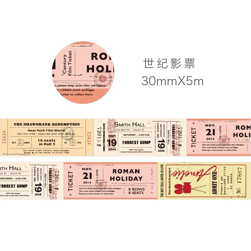 Cinta adhesiva decorativa Retro de la serie Time para viaje, cinta adhesiva para billetes, cinta adhesiva Washi DIY para álbumes de recortes, artículos de papelería con etiquetas: 3