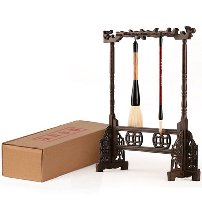 Rose Hout Grote Size Kalligrafieborstel Houder Antieke Stijl Traditionele Schilderen Schrijven Pen Houder Borstel Rack