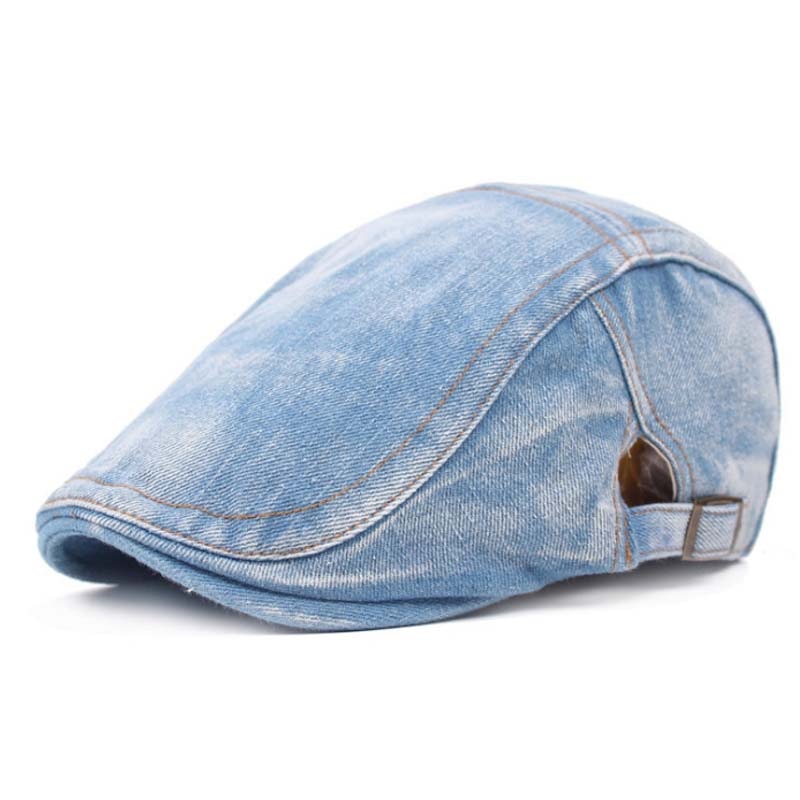 Denim Nähte Baskenmützen Herren Baskenmütze Kappen retro Lässige Baskenmützen Flache Kappe draussen Reise Freizeit Headwear Sommer Sonne Hüte