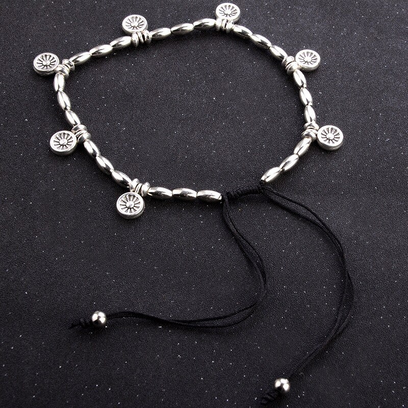 Modyle Silver Color Anklets for Women Vintage Bracelet Bohemian Flower chaine cheville barefoot sandals halhal Foot Jewelry