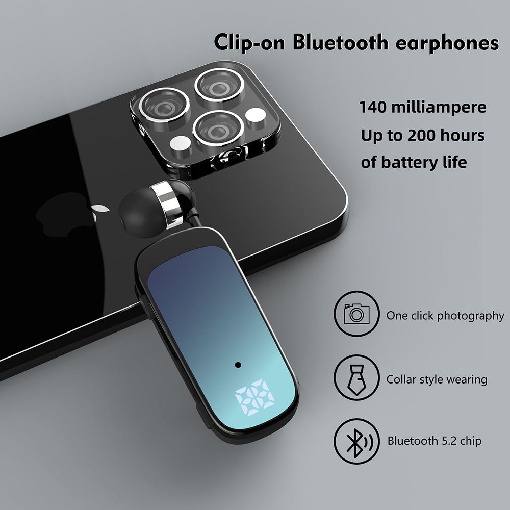 Écouteurs Bluetooth avec fil rétractable, casque avec fil, musique professionnelle, rappel de vibration 20h, allergique, 2 téléphones