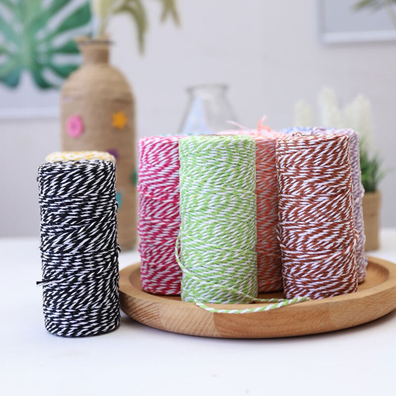 100M/Roll Cotton Cord Baker Twine String Colorful Cotton Craft Twine Home for Textile Packaging Christmas DIY Wedding Decor