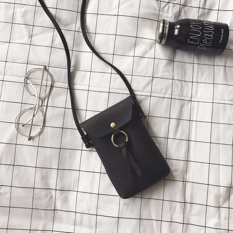 Kvinder lille skuldertaske pung mobiltelefon taske mini mønt crossbody taske: Sort