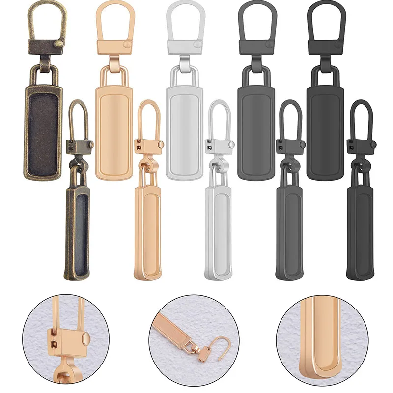 4/8 Uds. Tiradores de cremallera de Metal desmontables, bloqueo de varilla de repuesto, kit de reparación de cabeza de cremallera de metal para equipaje, bolsa de costura DIY, chaqueta de plumón