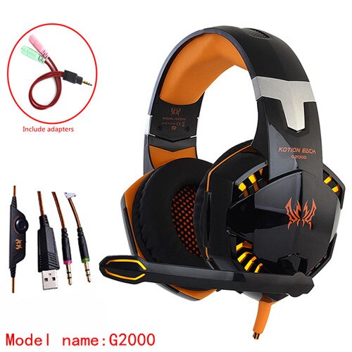 KOTION EACH G2000 G9000 G4000 stereo gaming headset big pc for computer with microphone LED Light Deep Bass gamer headphones: G2000chengxian