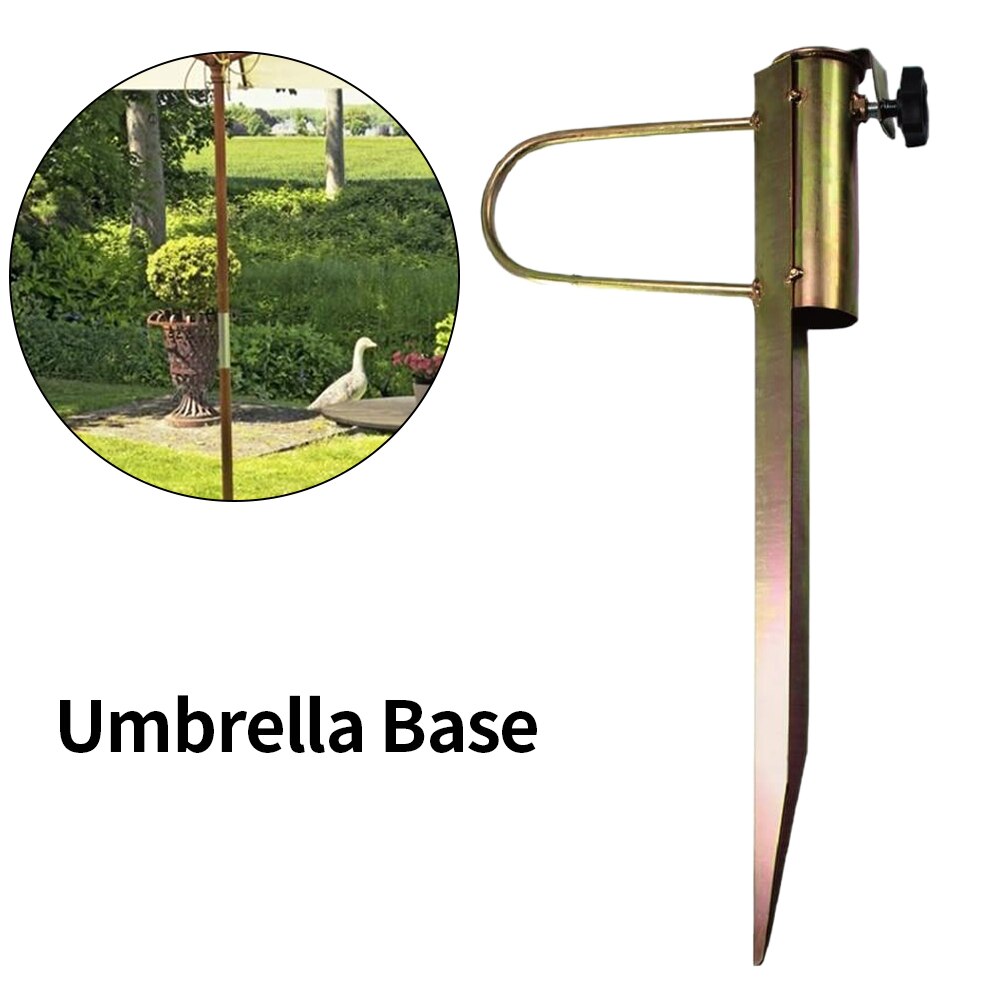 Ground Insert Umbrella Base Home Garden 42cm Pole Holder Stable Steel Outdoor For Soil Sand Portable Beach Patio Parasol