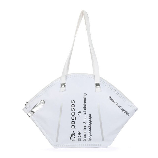 Masker Schoudertassen Grote Capaciteit Zakken Toevallige Canvas Tote Creatieve Hobos Vrouwelijke Mode Trendy Dames Shopper Vrouw Handtas: White